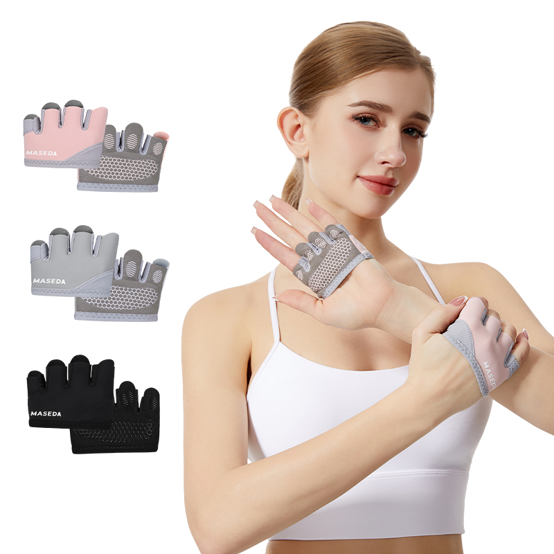 Fitness Yoga Pilates - フィットネス用フィンガーレスグローブ：ピラティスやエアリアルヨガ用の水ぶくれ防止スポーツグローブ—滑り止めと通気性に優れています