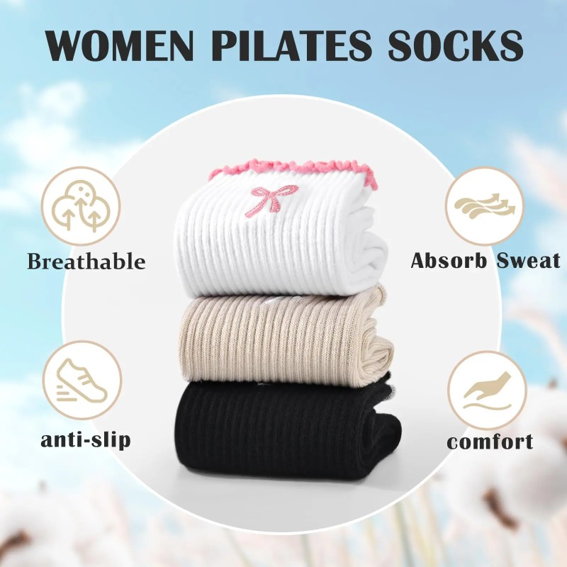 Fitness Yoga Pilates - プロフェッショナルヨガソックス、コットンストラップシリコン滑り止めピラティスフィットネスダンスフロアソックス