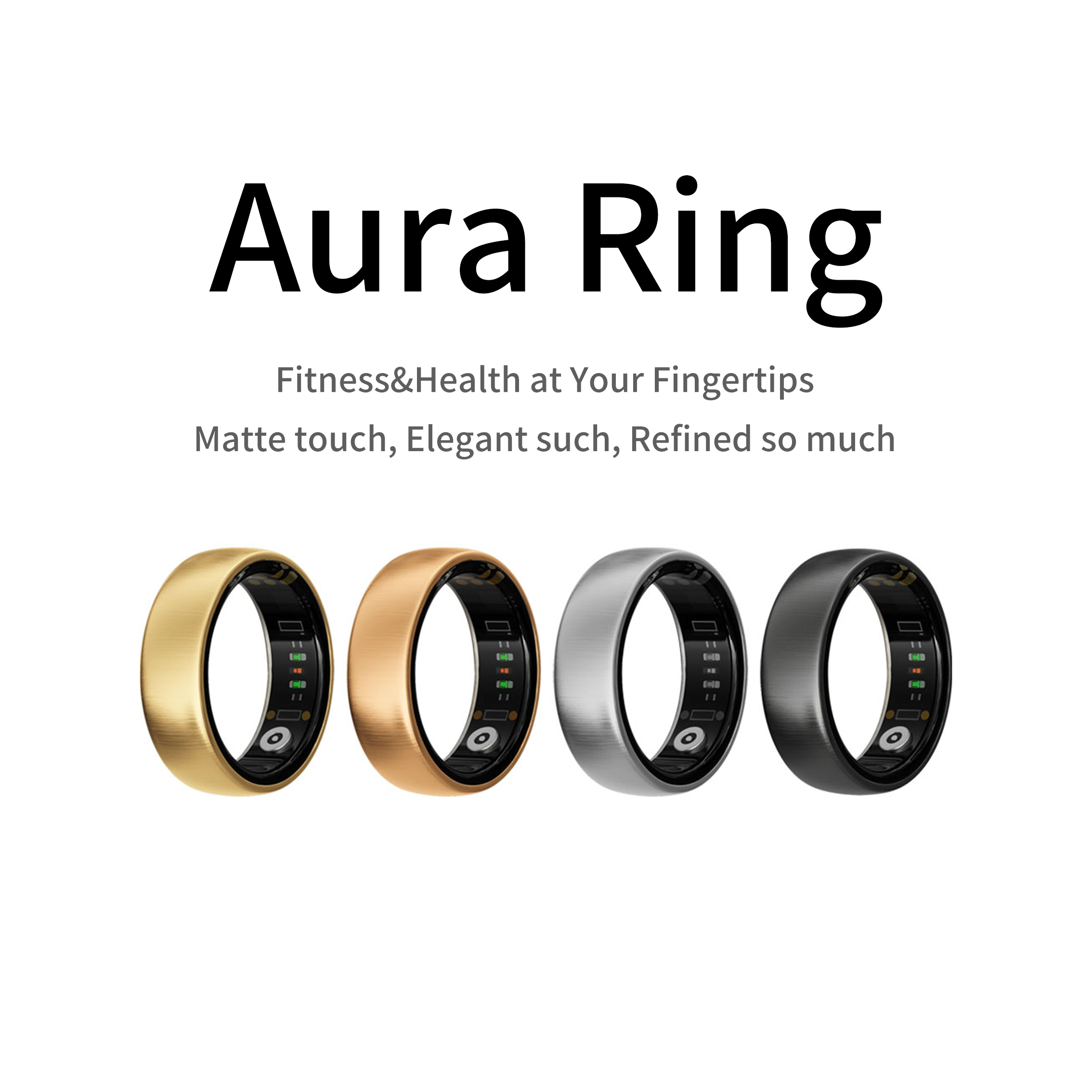 Gymnastics Rings - AURAマットスマートリングフィットネススポーツヘルスモニター睡眠温度計高品質長時間バッテリー ローズゴールドリング 女性用 レディース