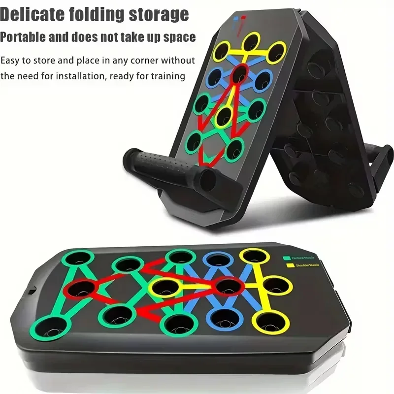 Push Up Board - プッシュアップボードセット ポータブル多機能プッシュアップバー 折りたたみ式フィットネス器具 胸、腹部、腕/背中トレーニング用