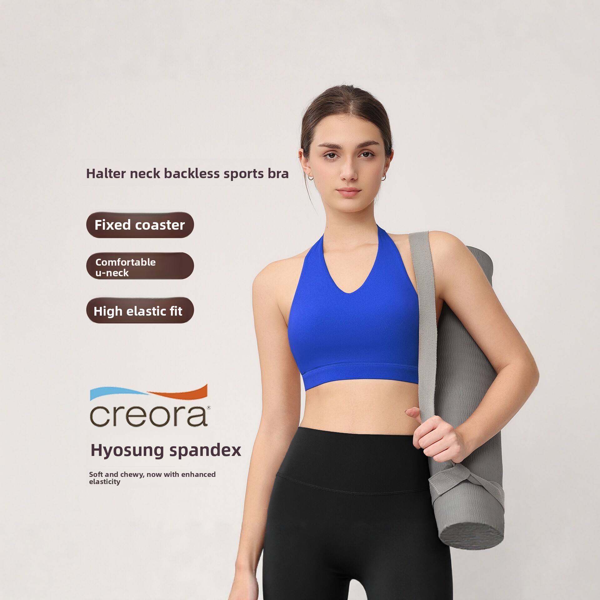Yoga Mat For Fitness - 女性用ホルターネックスポーツブラ、固定パッド付き、耐衝撃＆プッシュアップ、レーサーバックヨガ＆ピラティストップ、テニスやフィットネスに最適