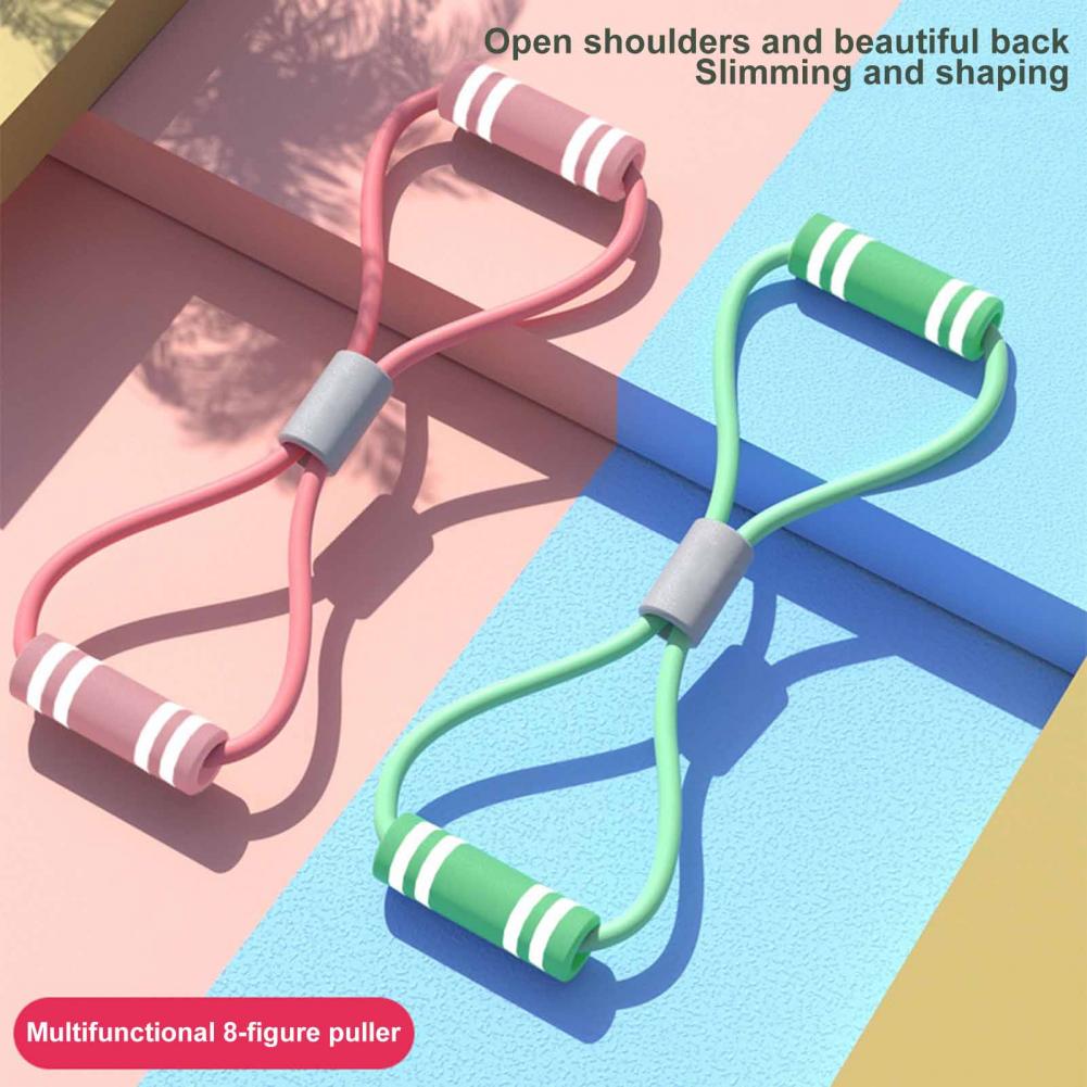 Figure 8 Resistance Band - 図 8 フィットネス抵抗バンドハンドル付きポータブル男性女性アームショルダーストレッチ筋力トレーニングエクササイズ弾性ストラップ Te
