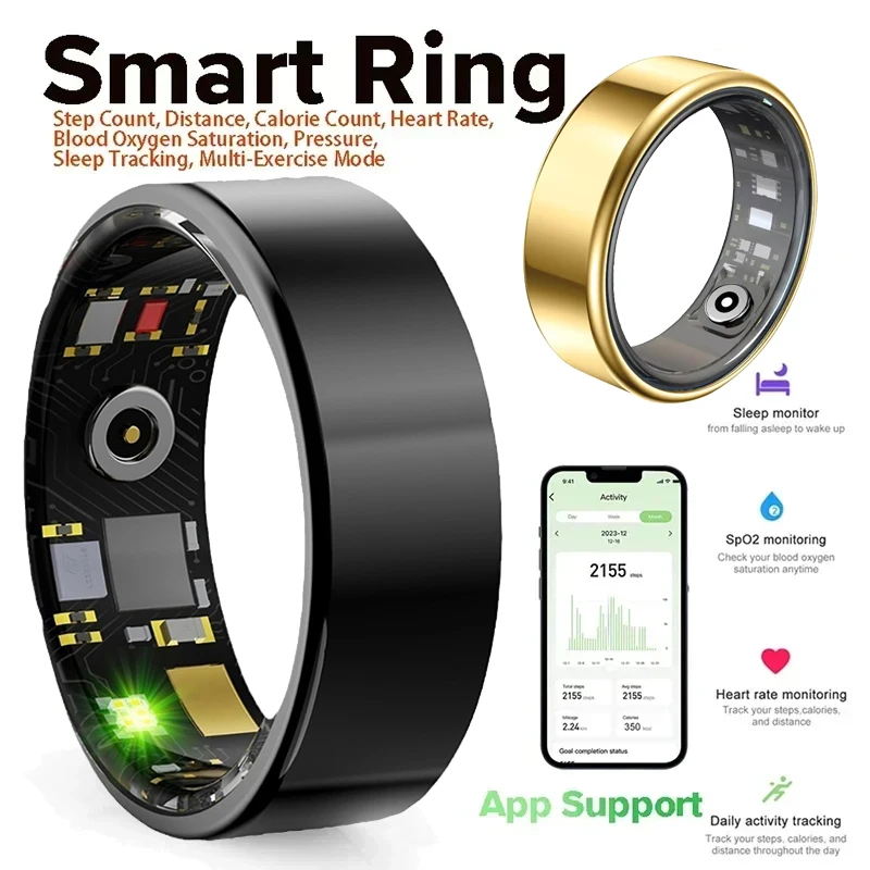 Gymnastics Rings - Xiaomi-男性と女性のためのスマートミリタリーリング,ヘルスモニタリング,チタンスチールシェル,防水,マルチスポーツモード,IP68, 3気圧