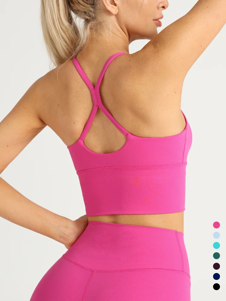 Yoga Mat For Fitness - 女性用セクシークロスバックヨガベスト、高強度耐衝撃性、通気性、取り外し可能なブラパッド付き、アウトドアレジャー、エクササイズ、ヨガスポーツトップ
