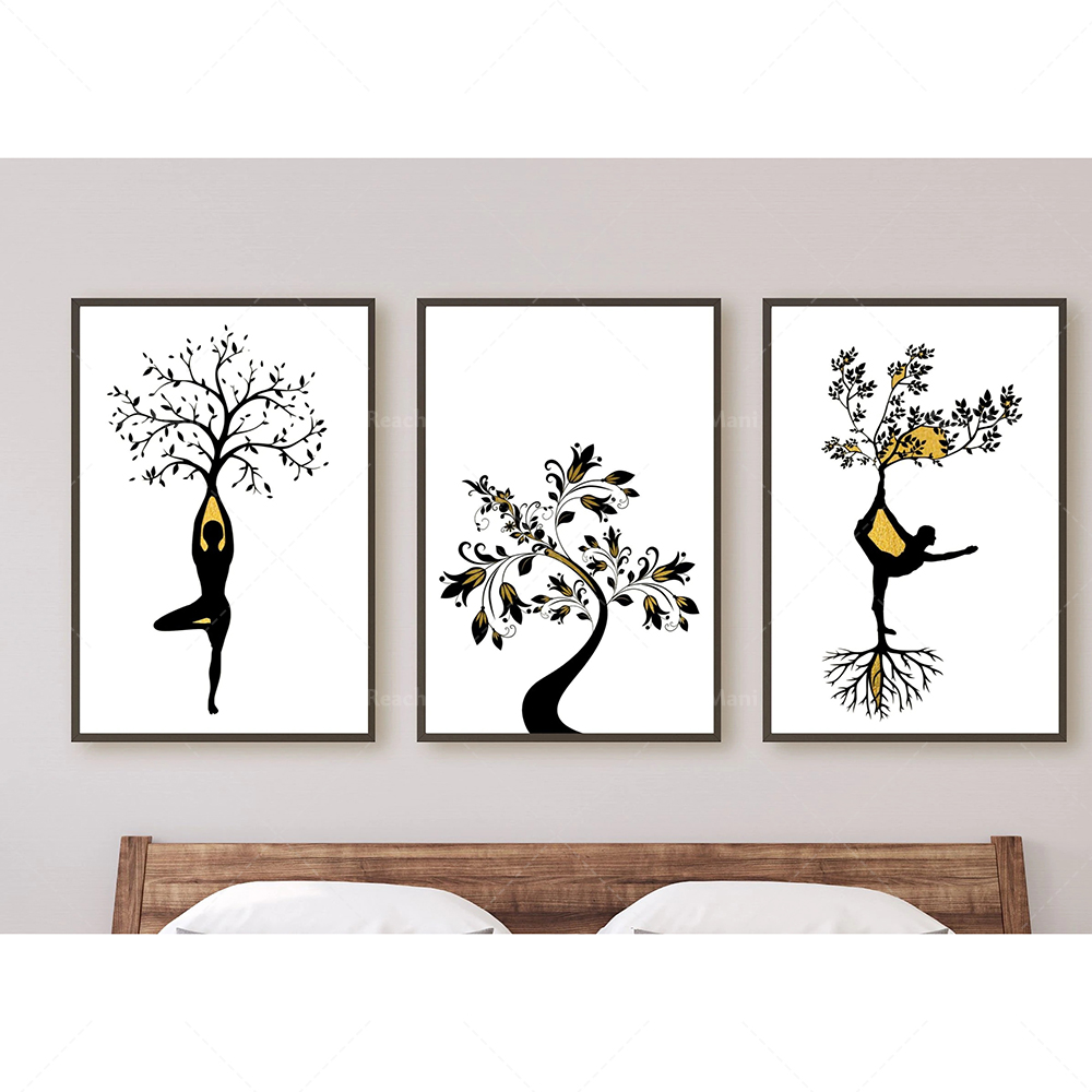 Zen Yoga Fitness - ヨガポーズポスター瞑想禅ウォールアートキャンバス絵画女性インスピレーションフィットネスジム壁飾り