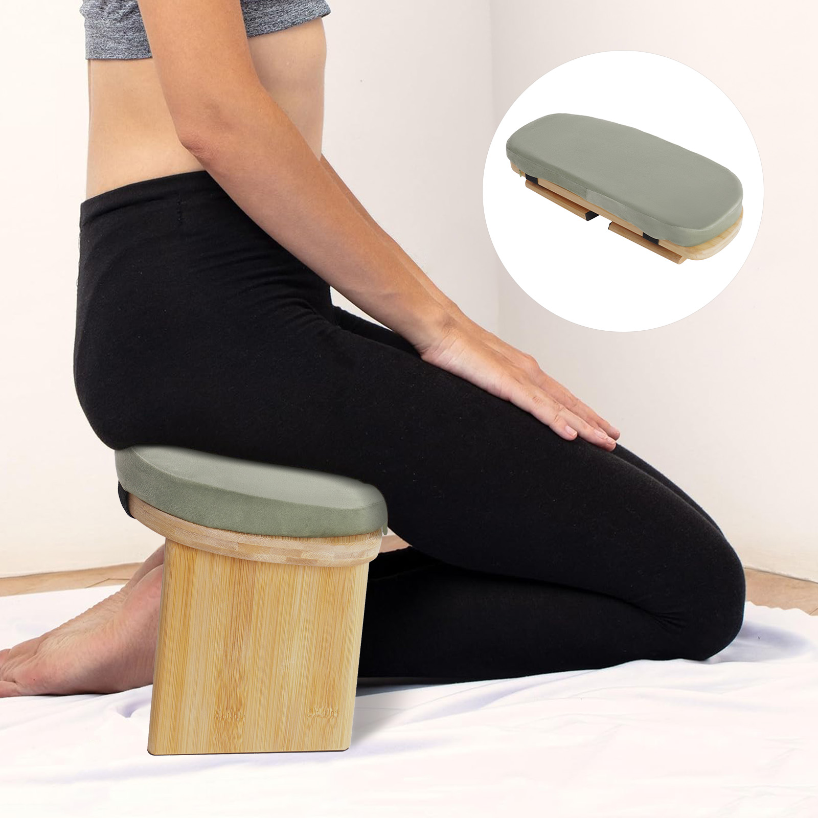 ニーリングチェア、折りたたみ式瞑想ベンチ、木製人間工学に基づ - Zen Yoga Fitness のレビューと価格