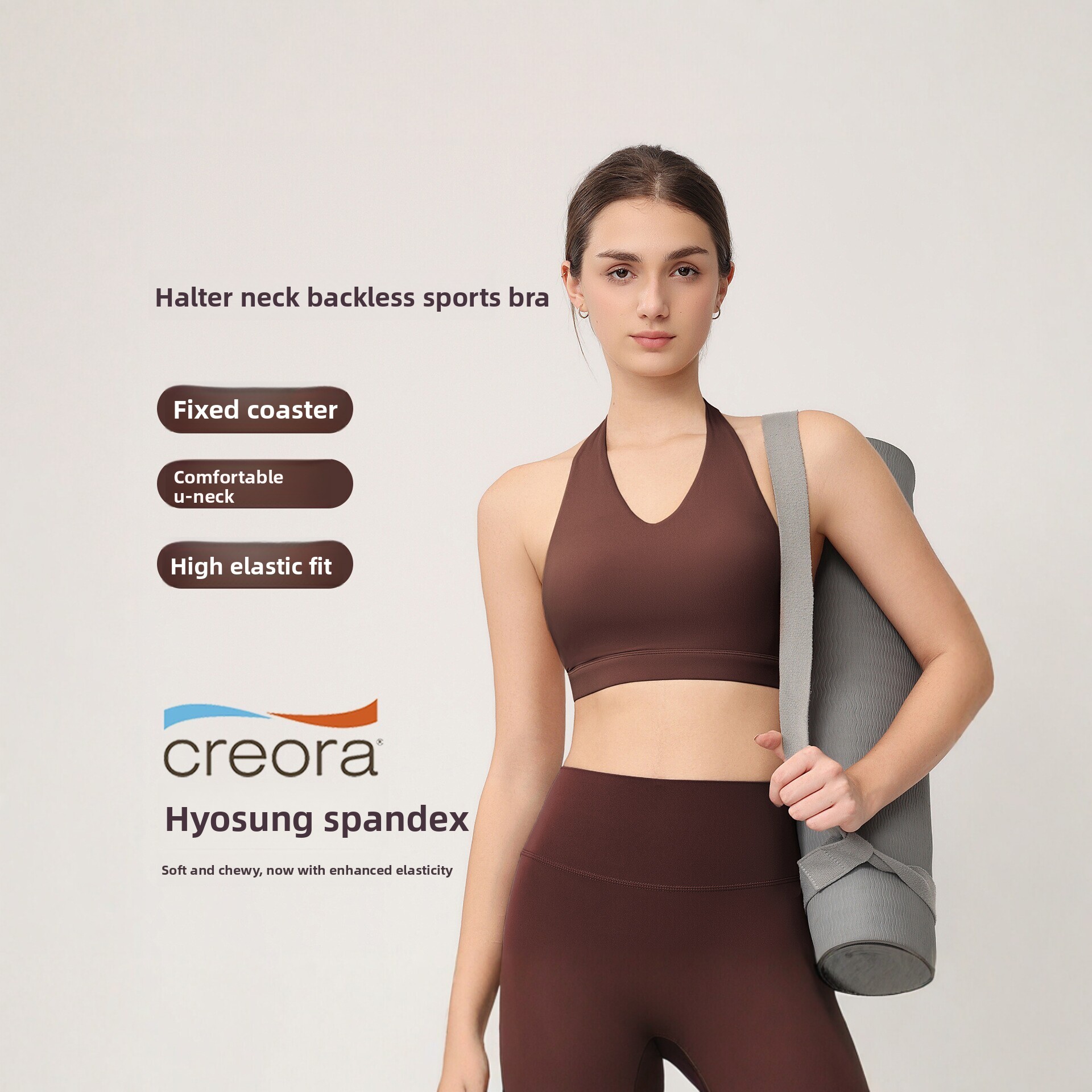 女性用ホルターネックスポーツブラ、固定パッド付き、耐衝撃＆プ - Yoga Mat For Fitness のレビューと価格