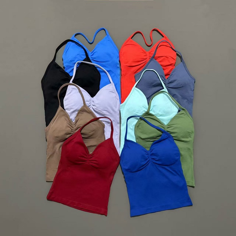 ジムスポーツトップス女性シームレスヨガタンク取り外し可能なパ - Yoga Mat For Fitness のレビューと価格