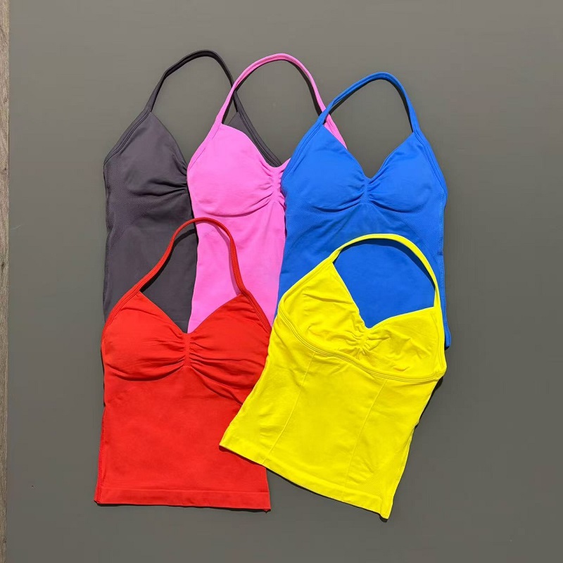 ジムスポーツトップス女性シームレスヨガタンク取り外し可能なパ - Yoga Mat For Fitness のレビューと価格