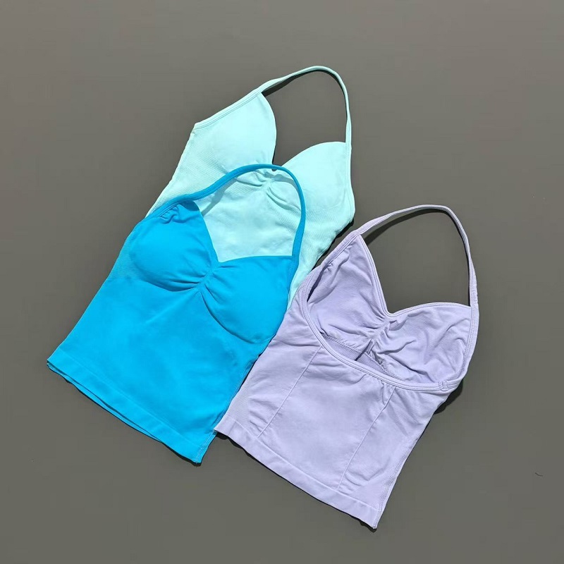 ジムスポーツトップス女性シームレスヨガタンク取り外し可能なパ - Yoga Mat For Fitness のレビューと価格