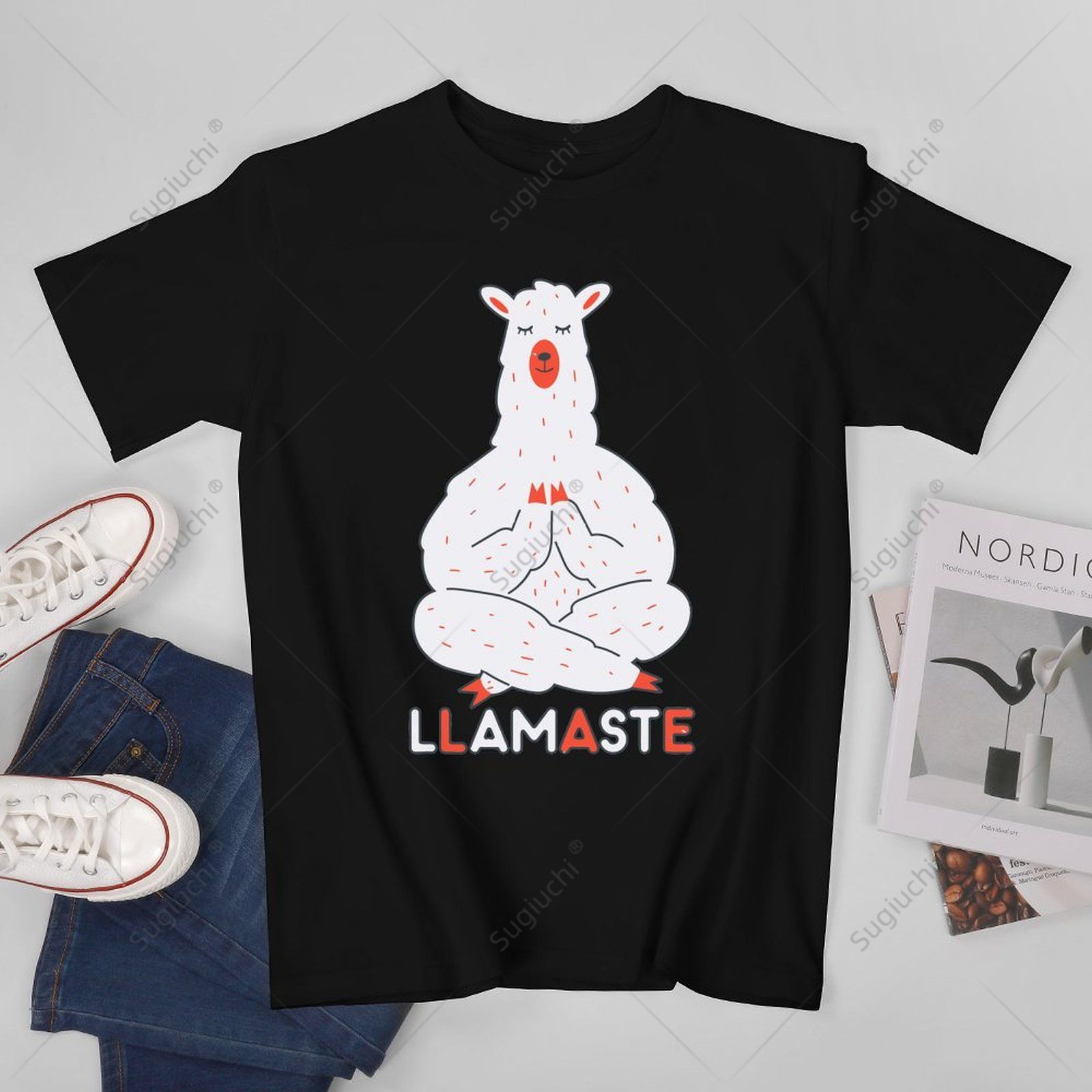ユニセックス男性ラマステ面白い禅アルパカ Tシャツフィットネ - Zen Yoga Fitness のレビューと価格